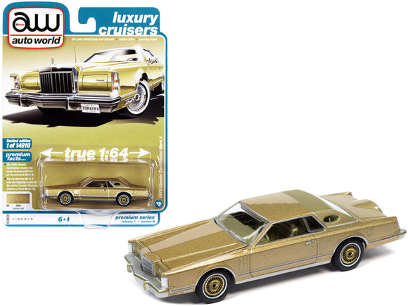 1:64 1978 Lincoln Continental Mark V -- Jubilee Gold Metallic -- Johnny Lightning