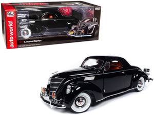 1:18 1937 Lincoln Zephyr -- Gloss Black wth Red Interior -- Auto World