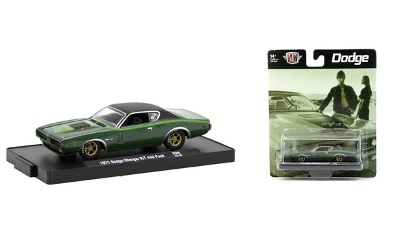 1:64 1971 Dodge Charger R/T 440 Pack -- Green -- M2 Machines Auto Drivers 96