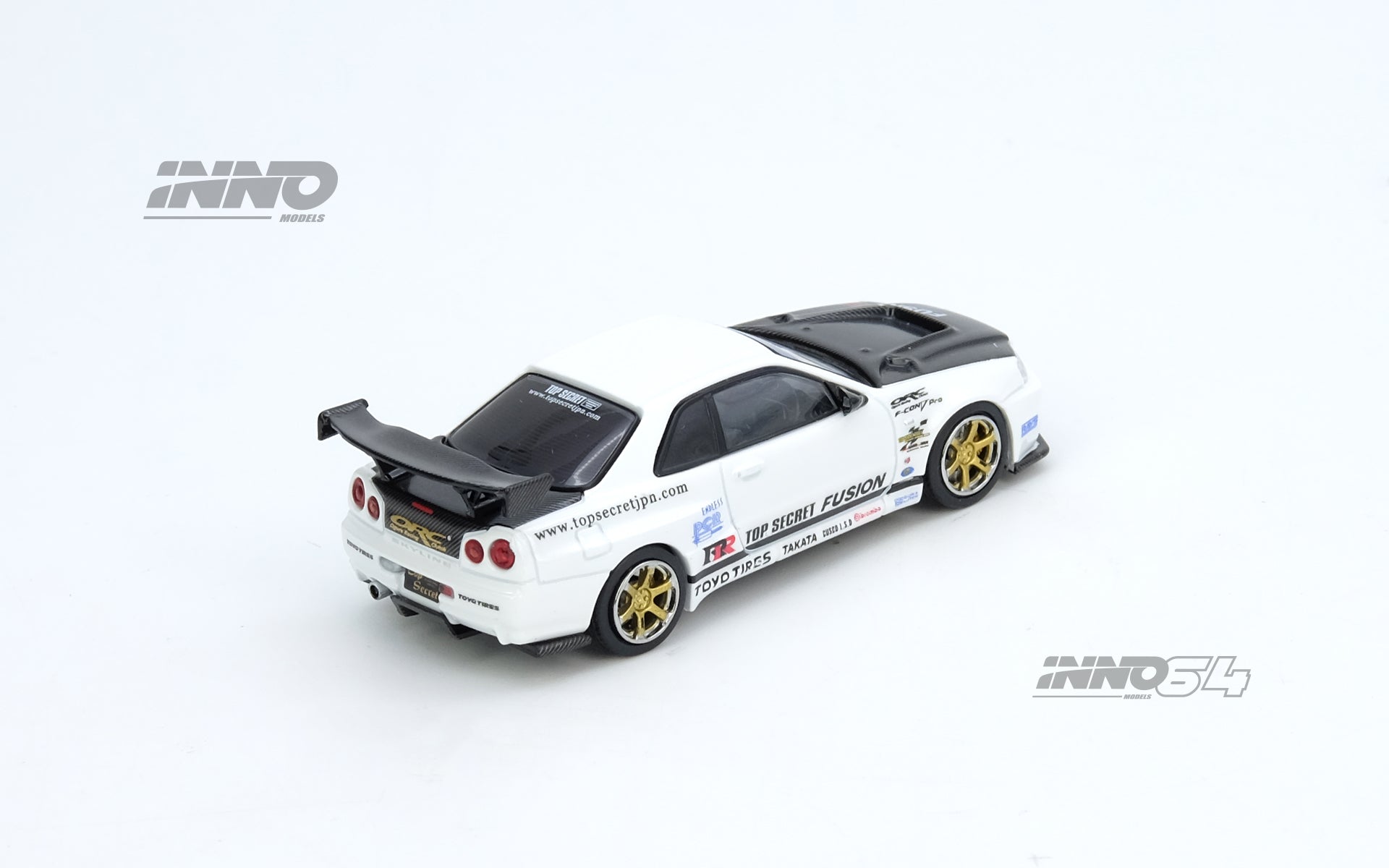 1:64 Nissan Skyline GT-R (R34) TOP SECRET -- White -- INNO64