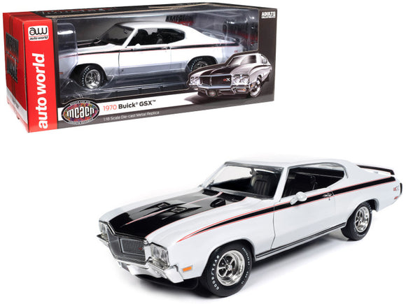 1:18 1970 Buick Hardtop GSX -- Apollo White w/ Black Stripes -- American Muscle