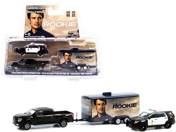 1:64 The Rookie - 2013 Ford Police/2019 Nissan Titan/Car Hauler --  Greenlight