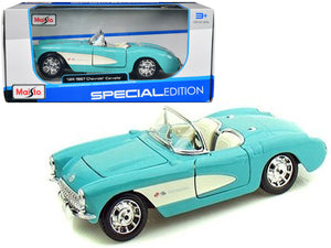 1:24 1957 Chevrolet Corvette Convertible -- Turquoise -- Maisto