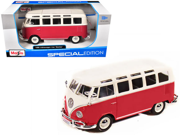 1:25 Volkswagen Kombi Van Samba Bus -- Red/White -- Maisto (1:24)