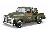 1:24 1950 Chevrolet 3100 & 1936 Harley Davidson El Knucklehead Motorbike -- Maisto