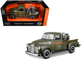 1:24 1950 Chevrolet 3100 & 1936 Harley Davidson El Knucklehead Motorbike -- Maisto