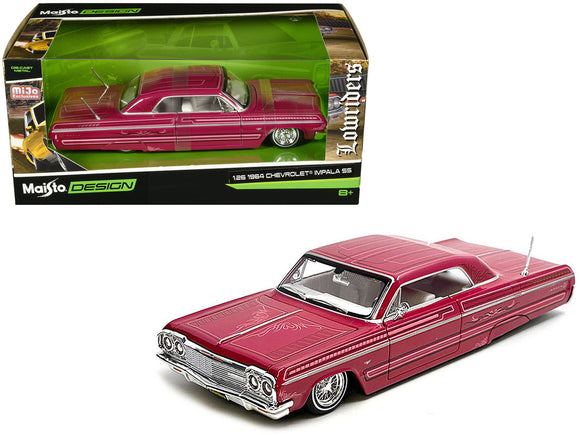 1:26 1964 Chevrolet Impala SS Lowrider -- Pink Metallic -- Maisto Design (1:24)