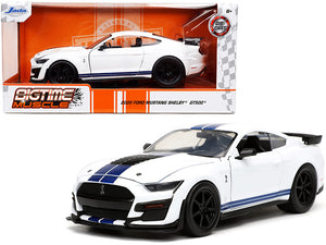 1:24 2020 Ford Mustang Shelby GT500 -- White w/ Blue Stripes -- JADA