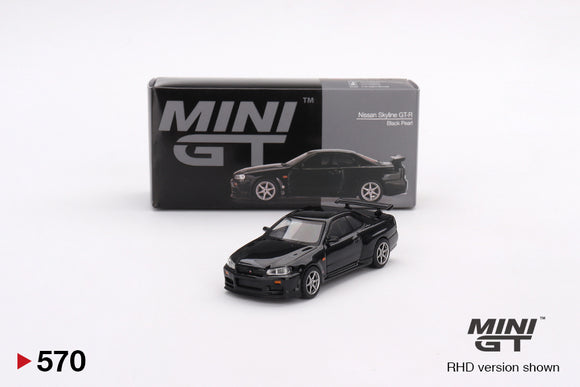 1:64 Nissan Skyline GT-R (R34) V-Spec -- Black Pearl -- Mini GT MGT00570