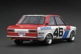 (Pre-Order) 1:18 Datsun Bluebird (510) -- BRE #46 White/Red -- Ignition Model IG3308