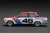 (Pre-Order) 1:18 Datsun Bluebird (510) -- BRE #46 White/Red -- Ignition Model IG3308