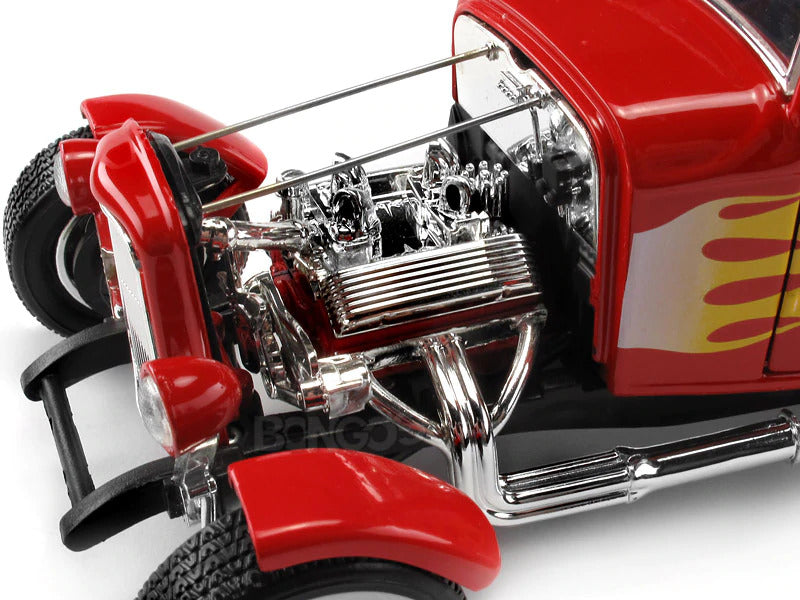 1:18 1932 Ford 5-Window Coupe Hot Rod -- Red w/Flames -- MotorMax