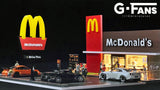 1:64 McDonalds Restaurant Parking Lot Diorama Display with LEDs -- G-Fans 710033