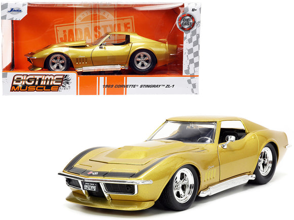 1:24 1969 Chevrolet Corvette Stingray ZL-1 -- Gold w/Black Stripe -- JADA