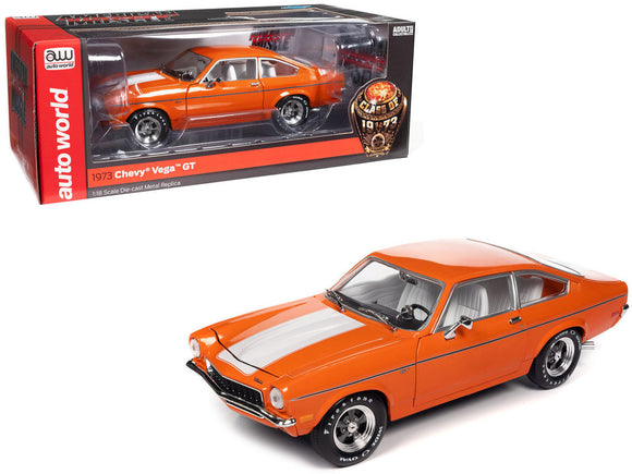 1:18 1973 Chevrolet Vega GT -- Bright Orange w/ White Stripes -- American Muscle