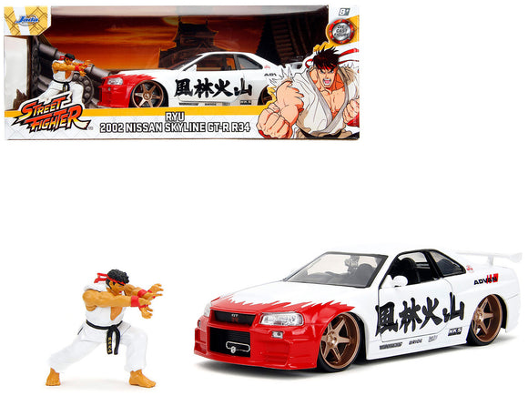 1:24 Street Fighter - Ryu w/Nissan Skyline R34 GT-R -- JADA