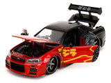 1:24 Godzilla w/Nissan Skyline R34 GT-R -- Red/Black -- JADA