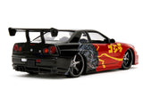 1:24 Godzilla w/Nissan Skyline R34 GT-R -- Red/Black -- JADA