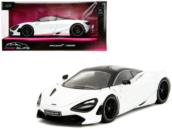 1:24 McLaren 720S -- White Metallic w/Black Top -- JADA: Pink Slips