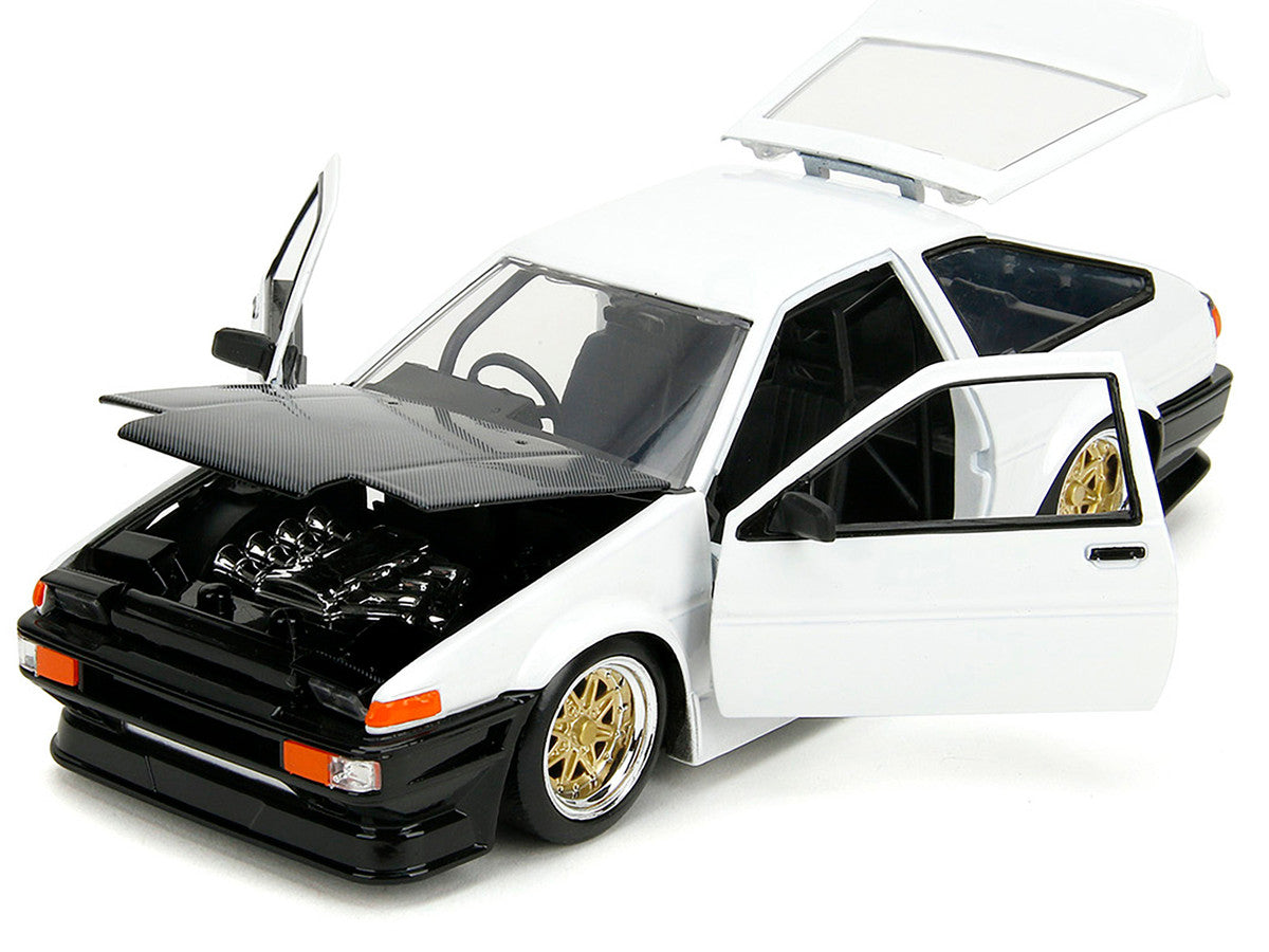 1:24 1986 Toyota Trueno (AE86) -- White w/ Black Hood -- JADA: JDM Tun