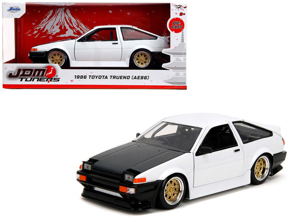 1:24 1986 Toyota Trueno (AE86) -- White w/ Black Hood -- JADA: JDM Tuners