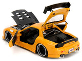 1:24 1993 Mazda RX-7 -- "HKS Power" Yellow w/ Carbon Hood -- JADA: JDM Tuners