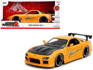 1:24 1993 Mazda RX-7 -- "HKS Power" Yellow w/ Carbon Hood -- JADA: JDM Tuners