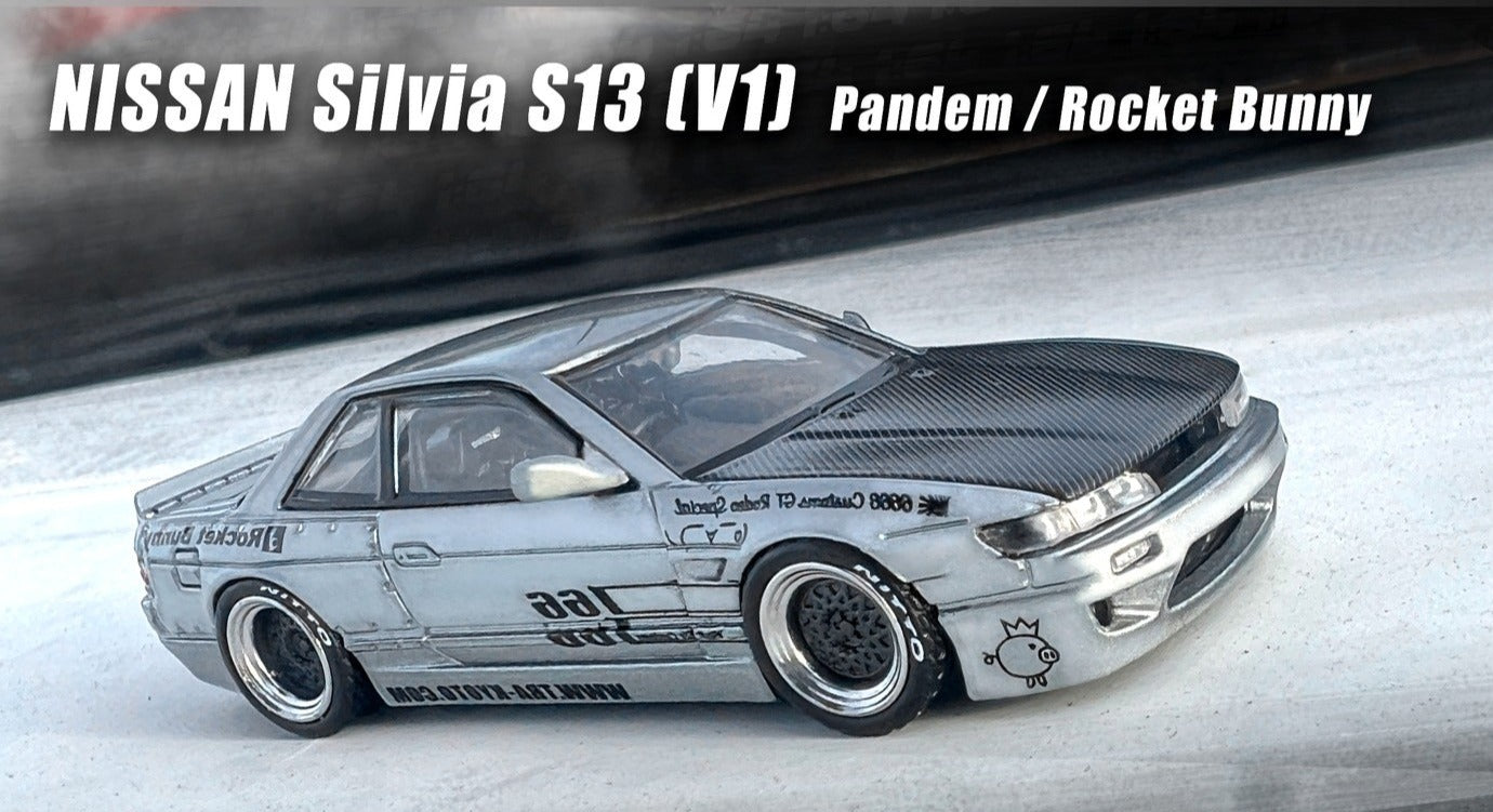 1:64 Nissan Silvia S13 V1 Pandem Rocket Bunny -- Silver w/Black -- INN