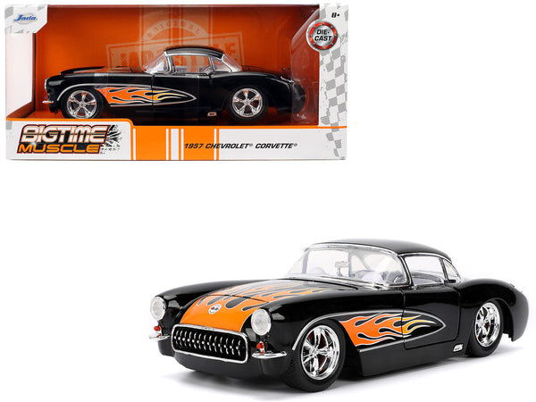 1:24 1957 Chevrolet Corvette -- Black w/Flames -- JADA: Big Time Muscl