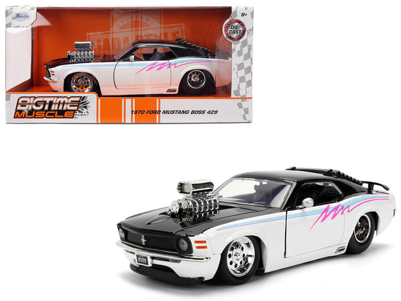 1:24 1970 Ford Mustang Boss 429 -- Black/White -- JADA: Big Time Muscle