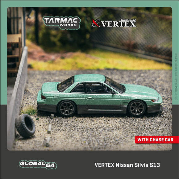 (Pre-Order) 1:64 Nissan S13 Silvia VERTEX -- Green/Grey -- Tarmac Works