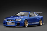1:18 Nissan Skyline R34 GT-R TOP SECRET - Blue Metallic -- Ignition Model IG3848