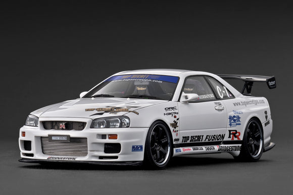 1:18 Nissan Skyline R34 GT-R TOP SECRET -- White -- Ignition Model IG3849