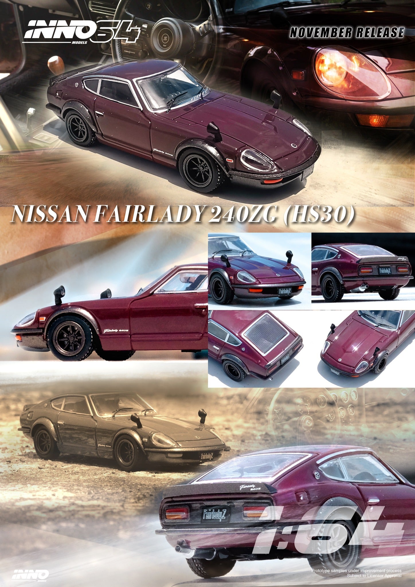 1:64 Nissan Fairlady 240ZG (HS30) -- Maroon -- INNO64