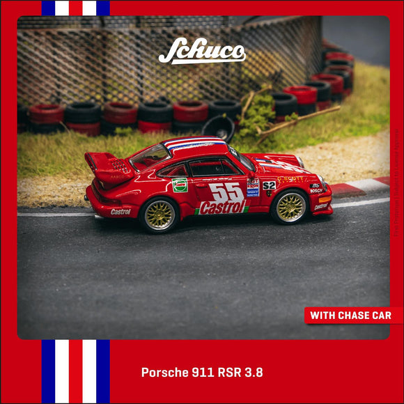 Miniature Porsche 911 RSR 3.8 Le Mans Tarmac Works x Schuco 1/64 – Motors  Miniatures