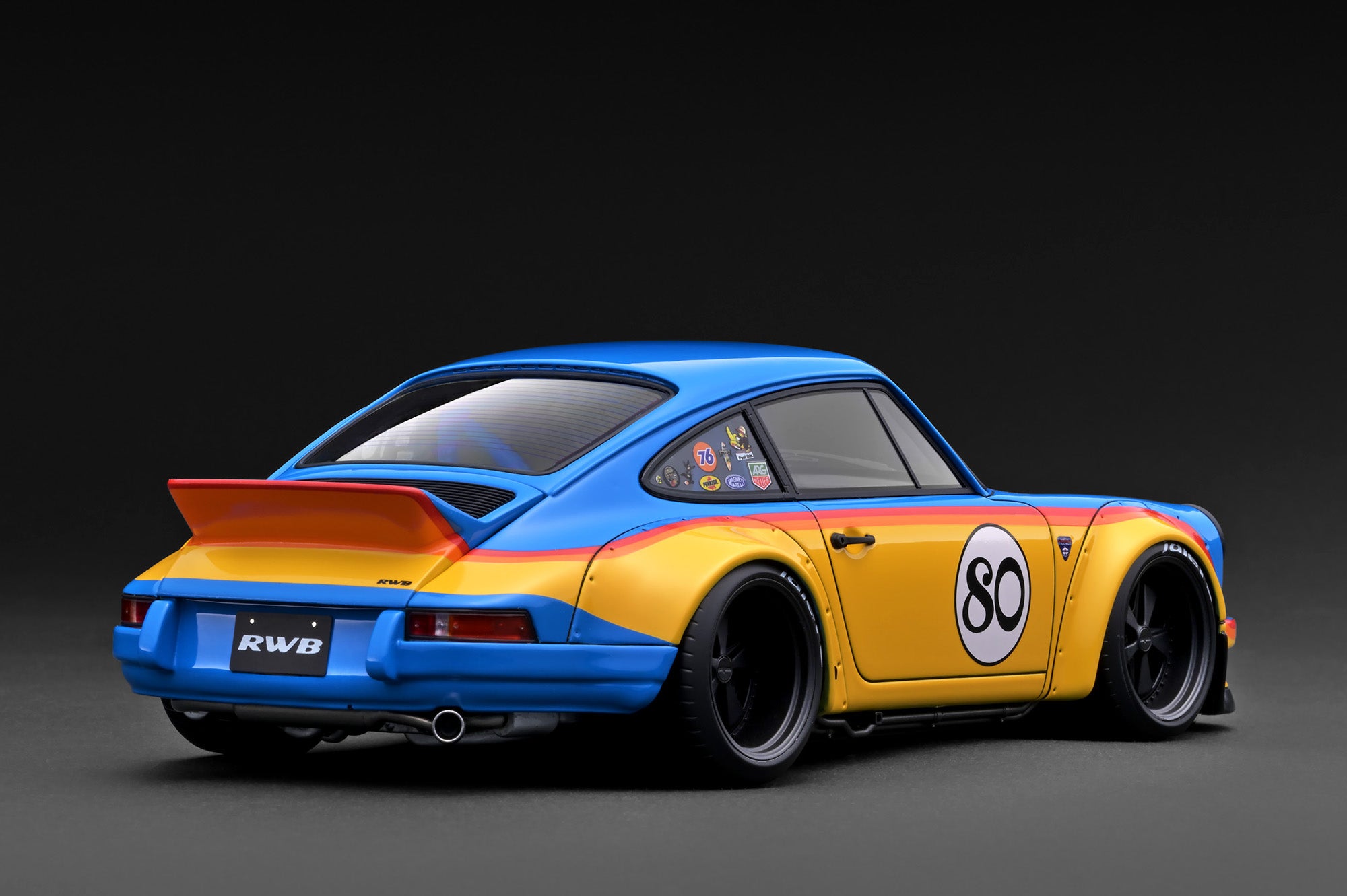 Pre-Order) 1:18 RWB Backdate -- #80 Yellow / Blue -- Ignition Model I