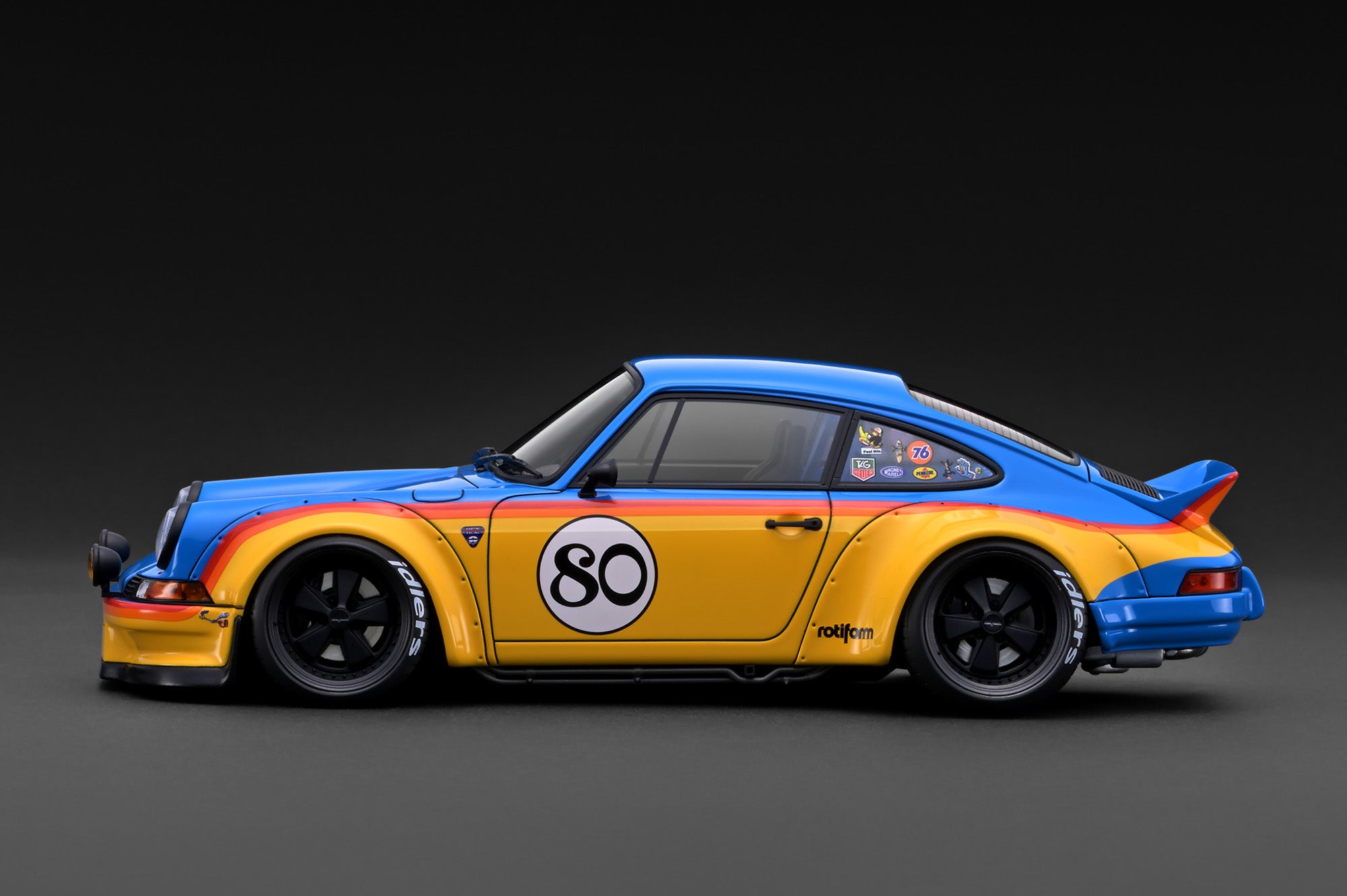 Pre-Order) 1:18 RWB Backdate -- #80 Yellow / Blue -- Ignition Model I