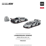 (Pre-Order) 1:64 Lamborghini Veneno -- Grigio Metalluro (Grey Metallic) -- Pop Race