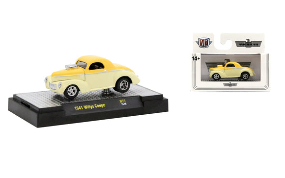 1:64 1941 Willys Coupe -- Yellow/Cream -- M2 Machines Auto Thentics 77