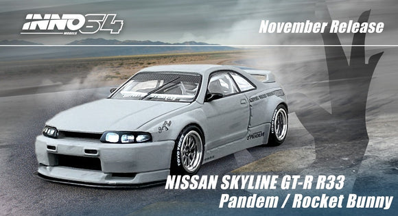 1:64 Nissan Skyline GT-R (R33) Pandem Rocket Bunny - Cement Matte Grey -- INNO64