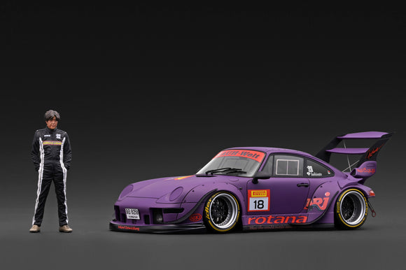 Pre-Order) 1:18 RWB 993 w/Mr Nakai Figurine -- #18 Rotana Matte Purpl