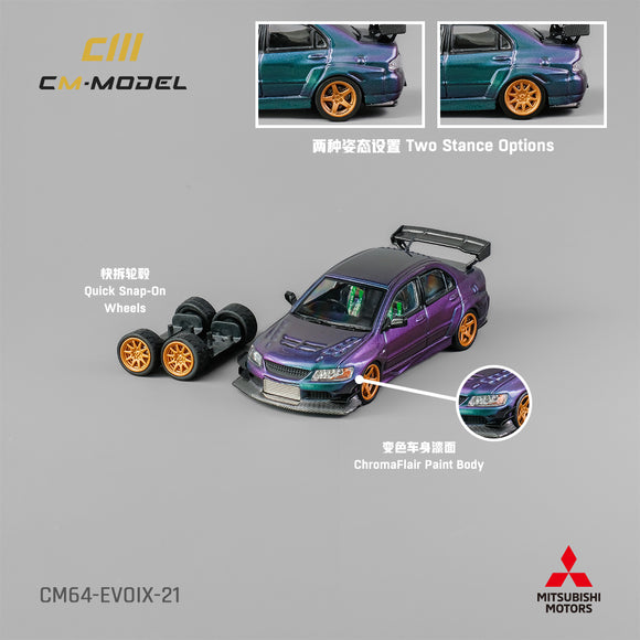 1:64 Mitsubishi Lancer Evolution IX (9) Widebody -- Purple Chameleon -- CM-Model