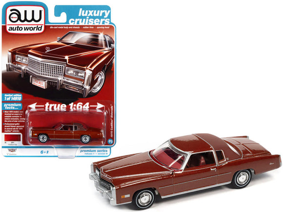 1:64 1975 Cadillac Eldorado Firethorn -- Red Metallic -- Auto World