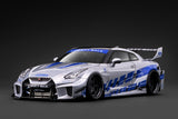 (Pre-Order) 1:18 Nissan 35GT-RR LB-Silhouette WORKS GT -- Silver/Blue -- Ignition Model IG4141