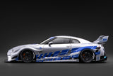 (Pre-Order) 1:18 Nissan 35GT-RR LB-Silhouette WORKS GT -- Silver/Blue -- Ignition Model IG4141