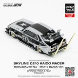 1:64 Nissan Skyline C210 - Bosozoku Style -- Matte Black/Silver -- Pop Race