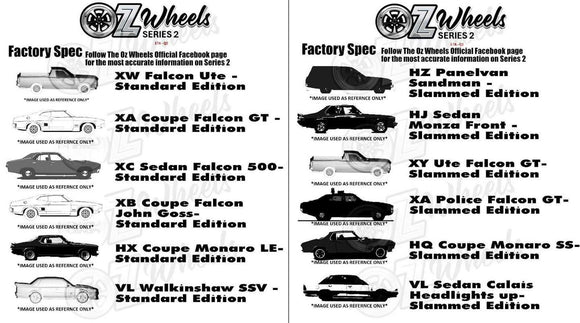 (Pre-Order) 1:64 Oz Wheels Series 2 -- 12-Pack Ford/Holden VL HZ HJ XA XB XC