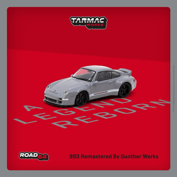 (Pre-Order) 1:64 Porsche Gunther Werks 993 -- Grey w/White Stripes -- Tarmac Works