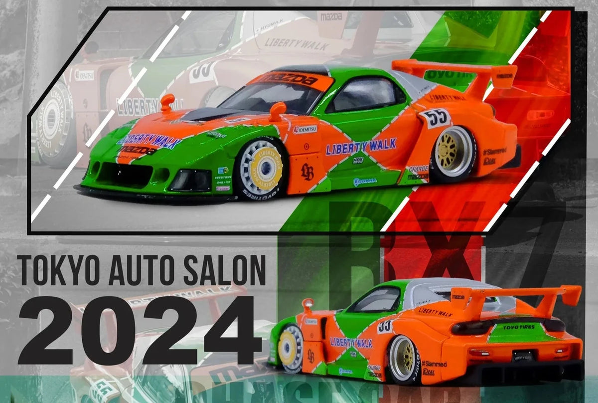 1:64 Mazda RX7 (FD3S) Liberty Walk -- #55 Orange/Green 787B Tribute