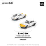 (Pre-Order) 1:64 Porsche 911 by Singer -- SCCS Homage - Yellow/Silver -- Pop Race